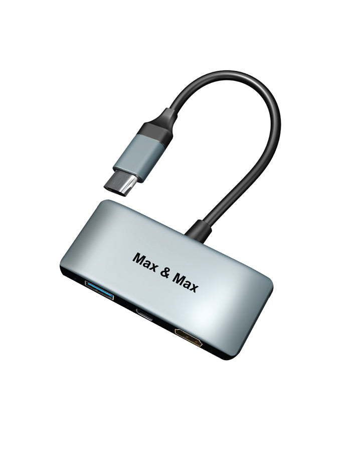 Max & Max 3 in 1 USB Type-C Hub مع HDMI 4k يدعم نقل USB 3.0 بمعدل يصل إلى 10 جيجابت في الثانية ، يمكنه توصيل قرص UM ومحرك الأقراص الثابتة والماوس ولوحة المفاتيح والهاتف ، متوافق مع Mac و Chrome و Windows OS - رمادي Max & Max 3 in 1 USB Type-C Hub مع HDMI 4k يدعم نقل USB 3.0 بمعدل يصل إلى 10 جيجابت في الثانية ، يمكنه توصيل قرص UM ومحرك الأقراص الثابتة والماوس ولوحة المفاتيح والهاتف ، متوافق مع Mac و Chrome و Windows OS - رمادي